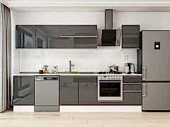 Alvinka 305X210 Cm High Gloss Mutfak Dolabı M-E90S50S45-2 High Gloss | Antrasit - Suntalam