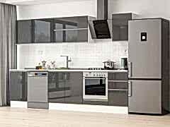 Alvinka 305X210 Cm High Gloss Mutfak Dolabı M-E90S50S45-2 High Gloss | Antrasit - Suntalam