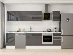 Alvinka 305X210 Cm High Gloss Mutfak Dolabı M-E90S50S45-2 High Gloss | Antrasit - Mdf