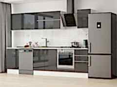 Alvinka 305X210 Cm High Gloss Mutfak Dolabı M-E90S50S45-2 High Gloss | Antrasit - Mdf