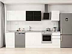 Alvinka 305X210 Cm High Gloss Mutfak Dolabı M-E90S50S45-3 High Gloss | Beyaz - Suntalam