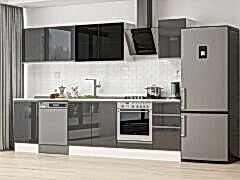 Alvinka 305X210 Cm High Gloss Mutfak Dolabı M-E90S50S45-3 High Gloss | Antrasit - Suntalam