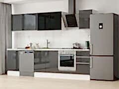 Alvinka 305X210 Cm High Gloss Mutfak Dolabı M-E90S50S45-3 High Gloss | Antrasit - Mdf