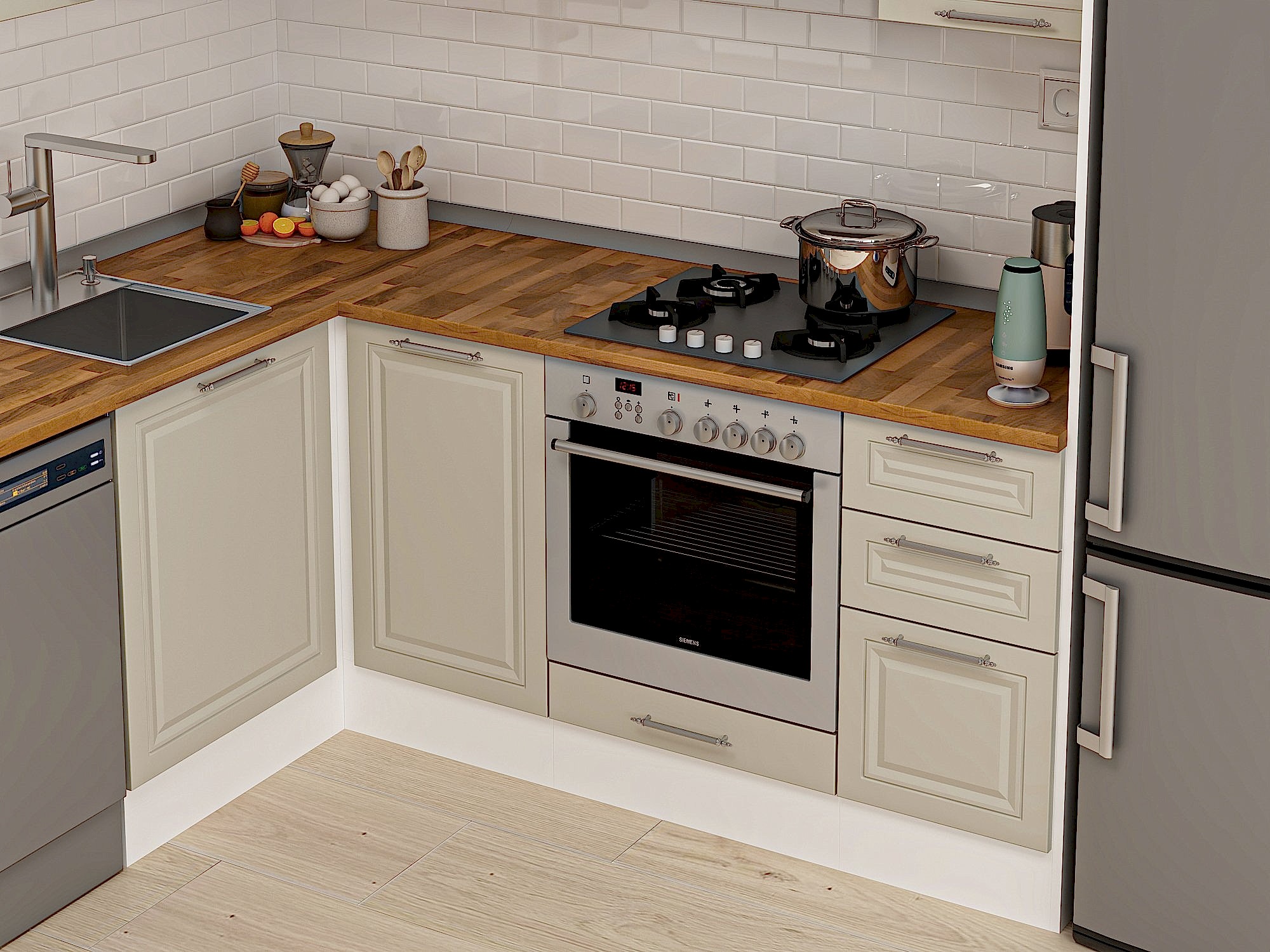 MDF Mebran Klasik Mutfak Dolabı